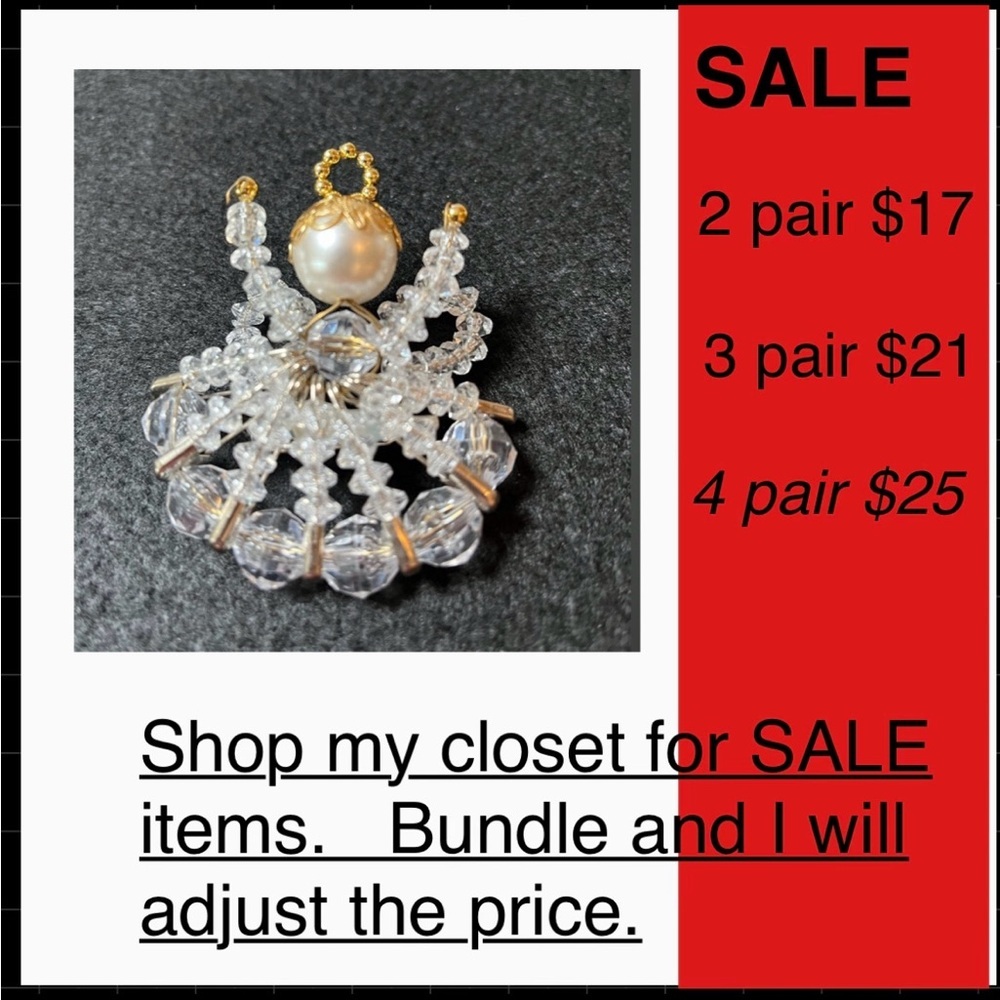 Vintage  Handmade Bead & Safety Pin Angel Brooch